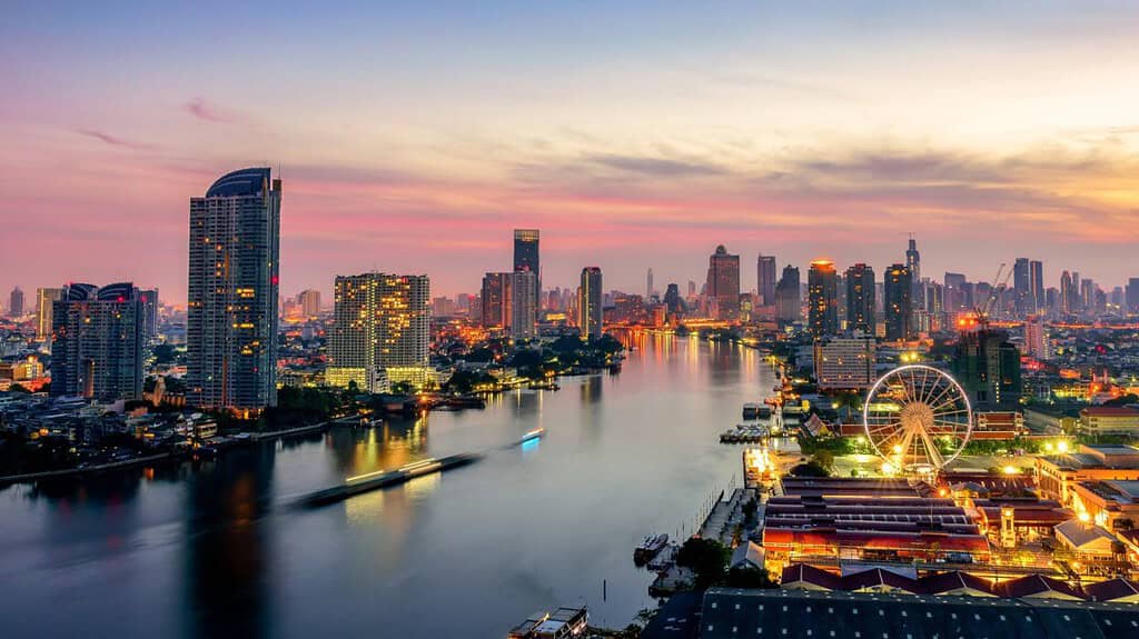 Vue nocturne de Bangkok